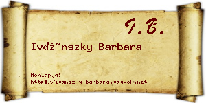 Ivánszky Barbara névjegykártya